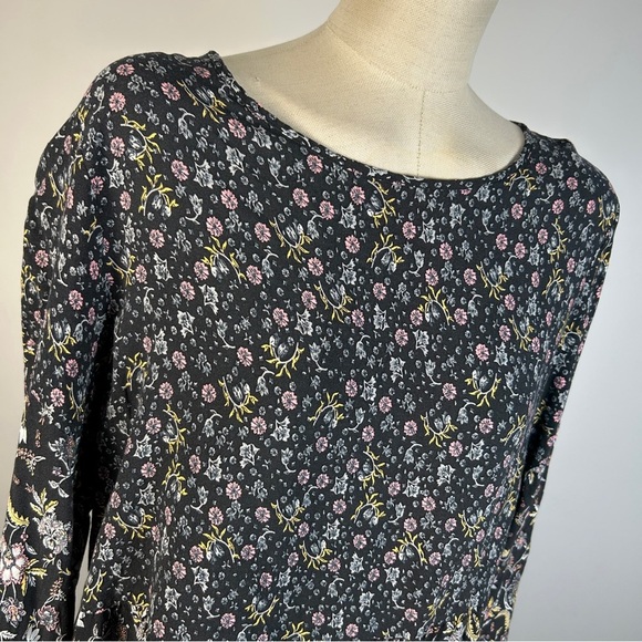 ❤️ VENUS Black Floral Blouse with Pink and Yellow Details L - Picture 4 of 10